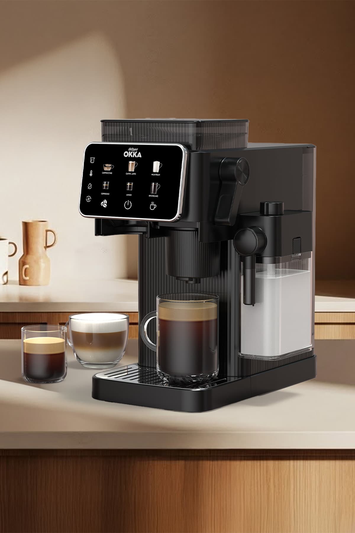 دستگاه اسپرسوساز Arzum مدل OK0047 Okka Barista Compact با مخزن شیر کروم دستگاه اسپرسوساز Arzum مدل OK0047 Okka Barista Compact با مخزن شیر کروم
