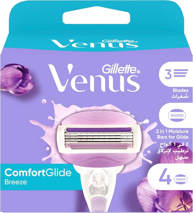 کارتریج تیغ زنانه Gillette Venus مدل ComfortGlide Breeze بسته 4 عددی کارتریج تیغ زنانه Gillette Venus مدل ComfortGlide Breeze بسته 4 عددی