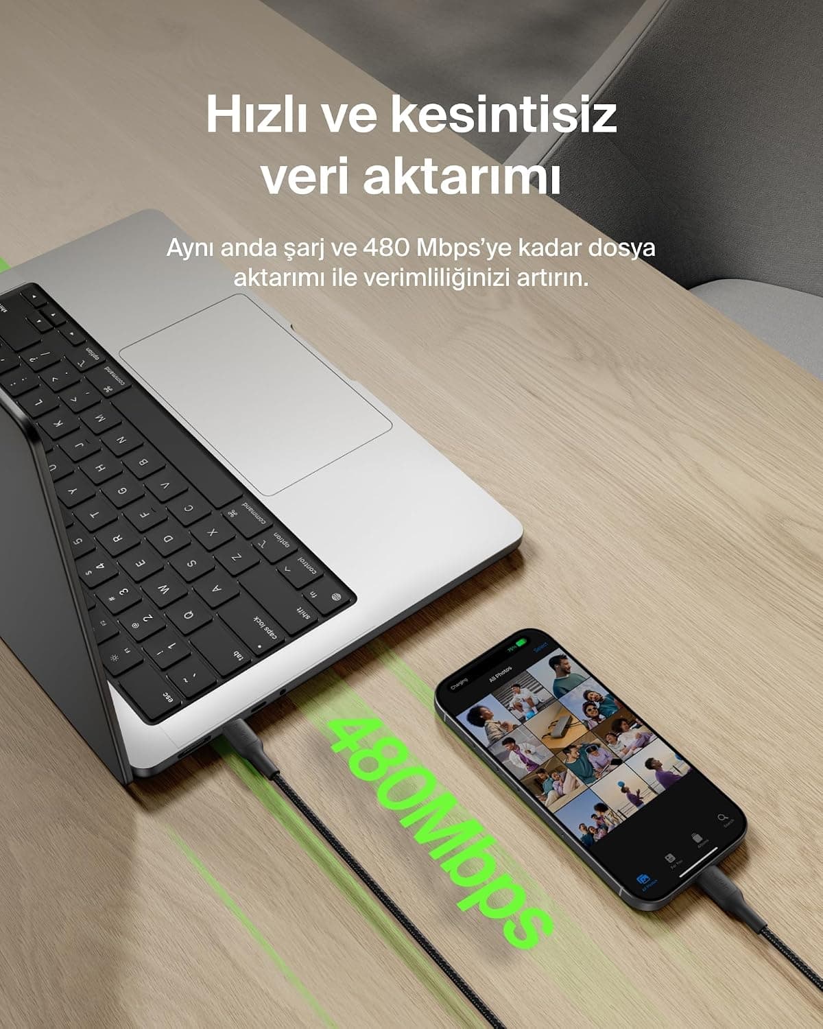کابل شارژ مردانه Belkin بافت اکو USB-C به USB-C 3 متر 240 وات مشکی کابل شارژ مردانه Belkin بافت اکو USB-C به USB-C 3 متر 240 وات مشکی