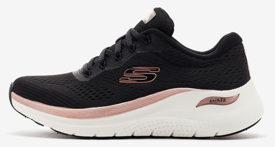 کفش ورزشی زنانه Skechers ARCH FIT 2.0 GLOW THE DISTANCE مشکی صورتی طلایی مدل 150067 BKRG کفش ورزشی زنانه Skechers ARCH FIT 2.0 GLOW THE DISTANCE مشکی صورتی طلایی مدل 150067 BKRG