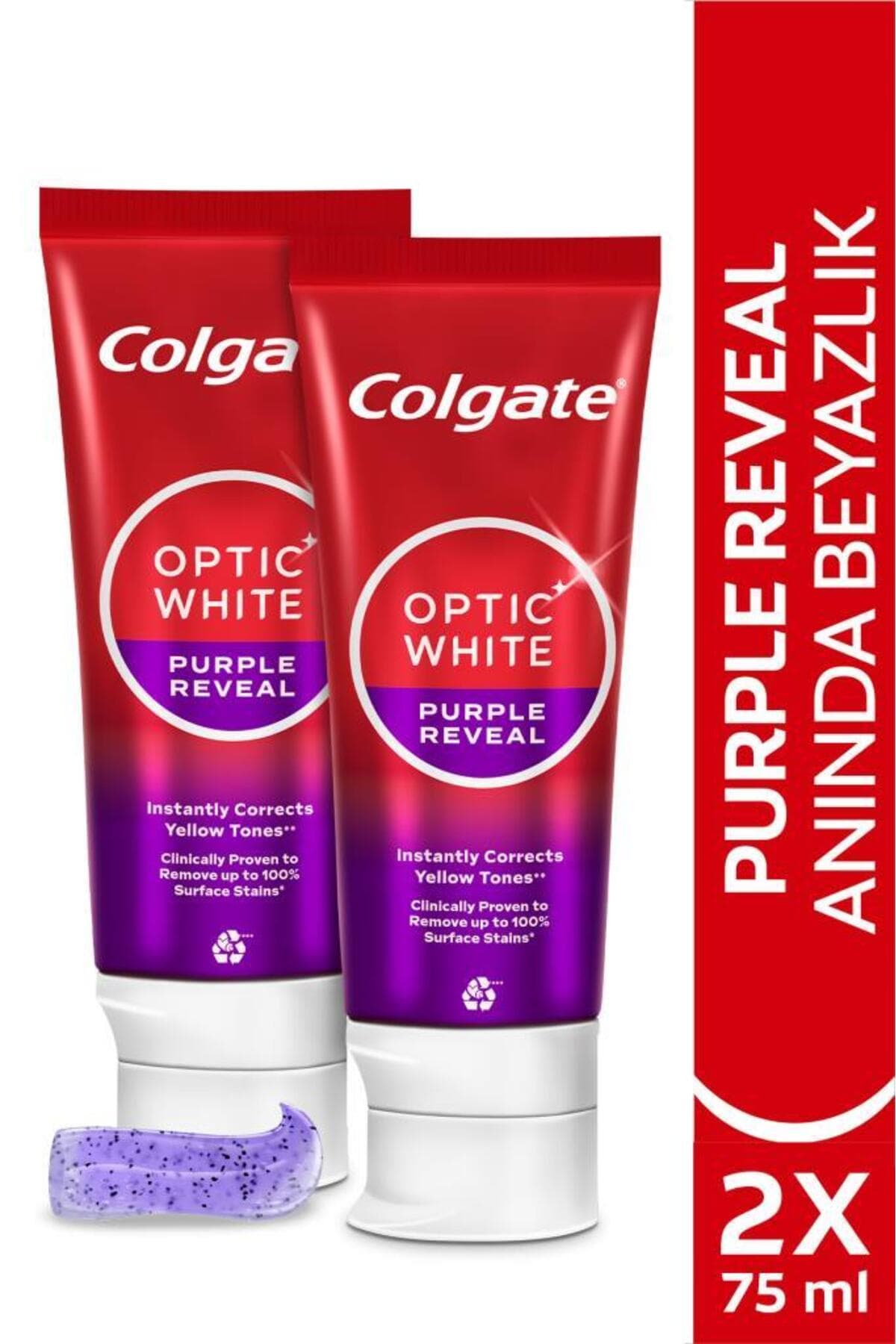 خمیر دندان سفیدکننده Colgate Optic White Purple Reveal 75 ml x2 خمیر دندان سفیدکننده Colgate Optic White Purple Reveal 75 ml x2