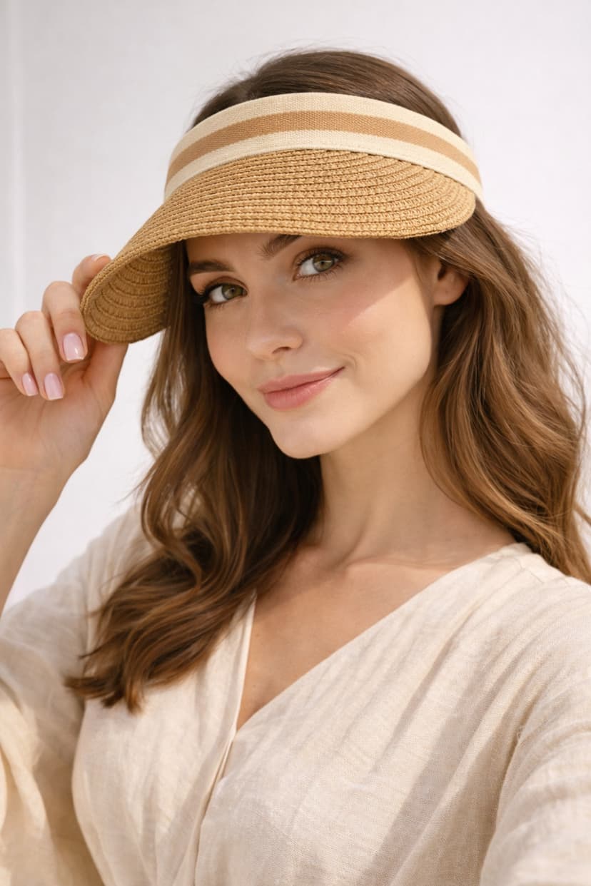 کلاه زنانه Butik حصیری ویزوردار شتری مناسب حجاب مدل تاج تابستانی کلاه زنانه Butik حصیری ویزوردار شتری مناسب حجاب مدل تاج تابستانی