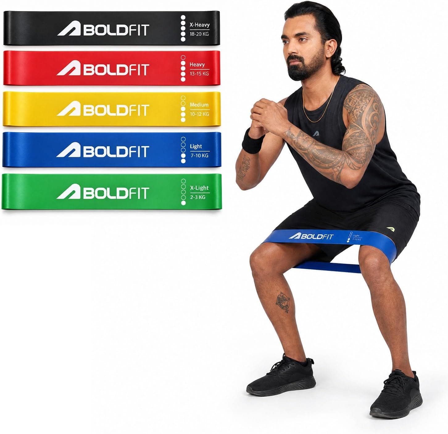 کش تمرینی مینی حلقهای Boldfit لاتکس چندرنگ کش تمرینی مینی حلقهای Boldfit لاتکس چندرنگ