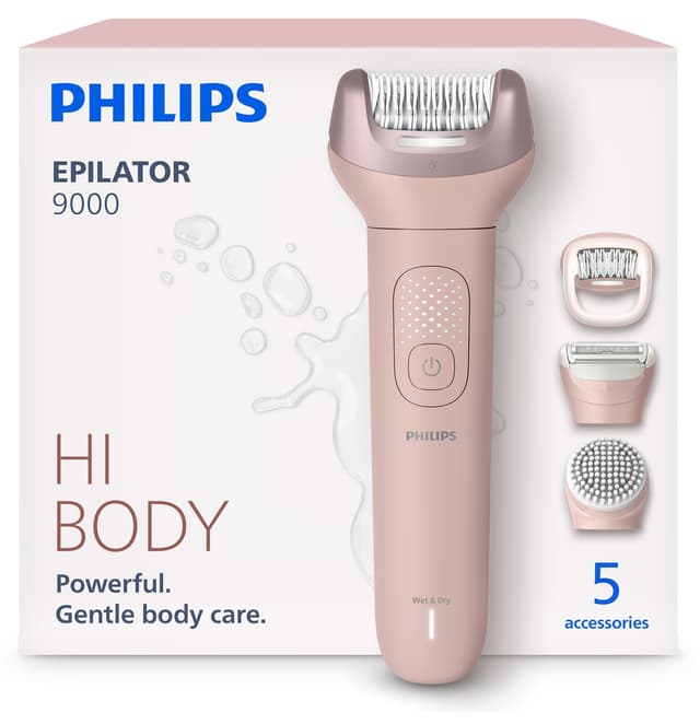 ست اپیلاتور تمام بدن Philips سری 9000، مرطوب و خشک، بیسیم، مدل BRE718/05 ست اپیلاتور تمام بدن Philips سری 9000، مرطوب و خشک، بیسیم، مدل BRE718/05