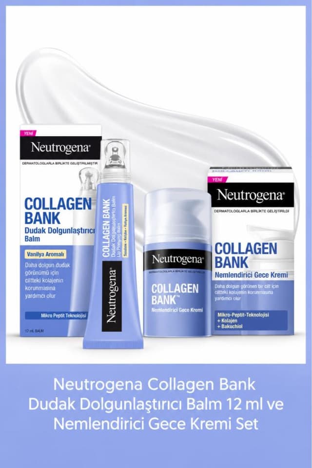 ست بالم لب حجمدهنده و کرم شب آبرسان Neutrogena Collagen Bank 12ml + 50ml ست بالم لب حجمدهنده و کرم شب آبرسان Neutrogena Collagen Bank 12ml + 50ml