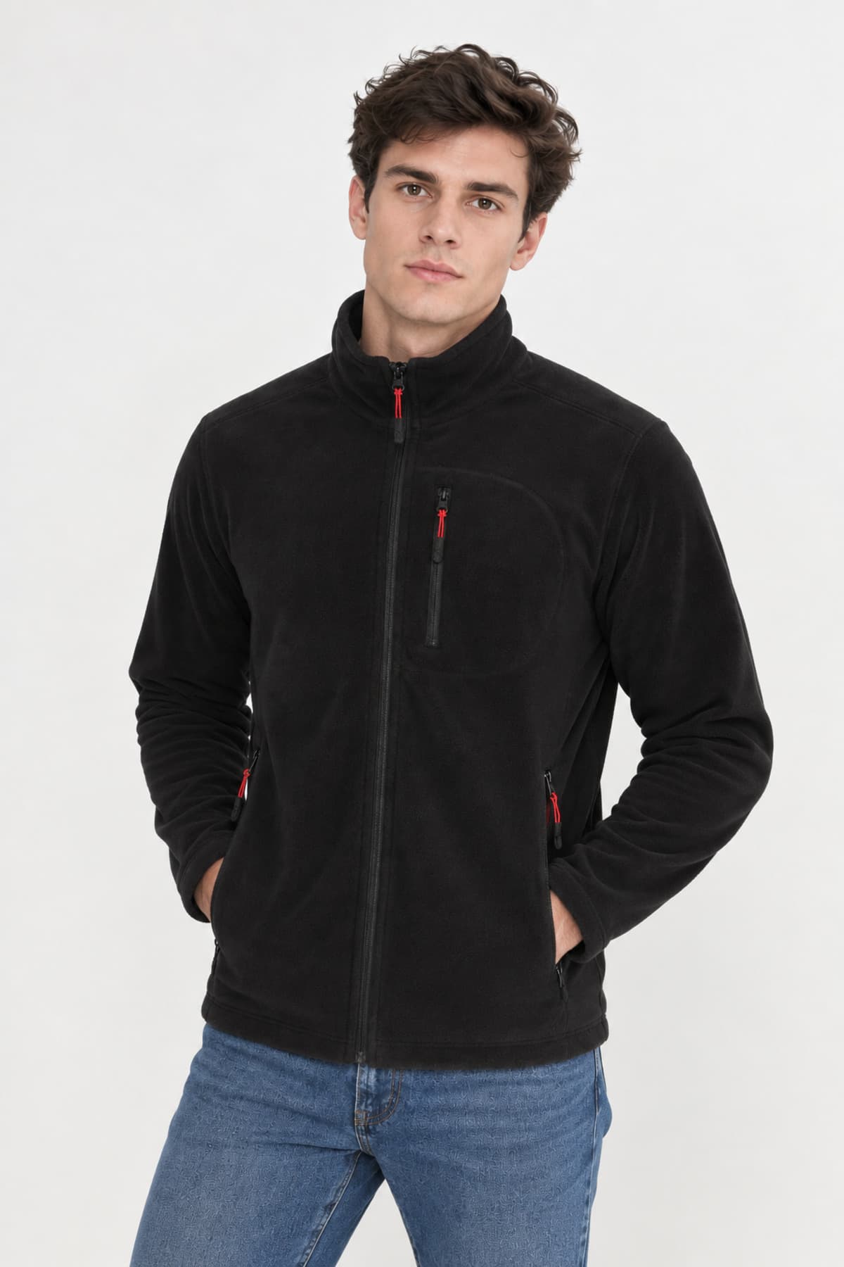ژاکت پولار مردانه Kozik مشکی Softshell فیت استاندارد زیپ تمام با 3 جیب ژاکت پولار مردانه Kozik مشکی Softshell فیت استاندارد زیپ تمام با 3 جیب
