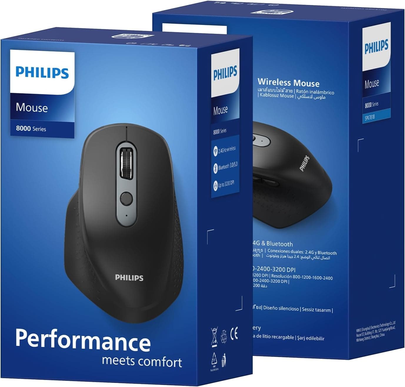 ماوس PHILIPS ارگونومیک بیصدا مشکی 8 کلیده دوحالته Bluetooth و 2.4G مدل SPK7818 با دقت 3200 DPI ماوس PHILIPS ارگونومیک بیصدا مشکی 8 کلیده دوحالته Bluetooth و 2.4G مدل SPK7818 با دقت 3200 DPI