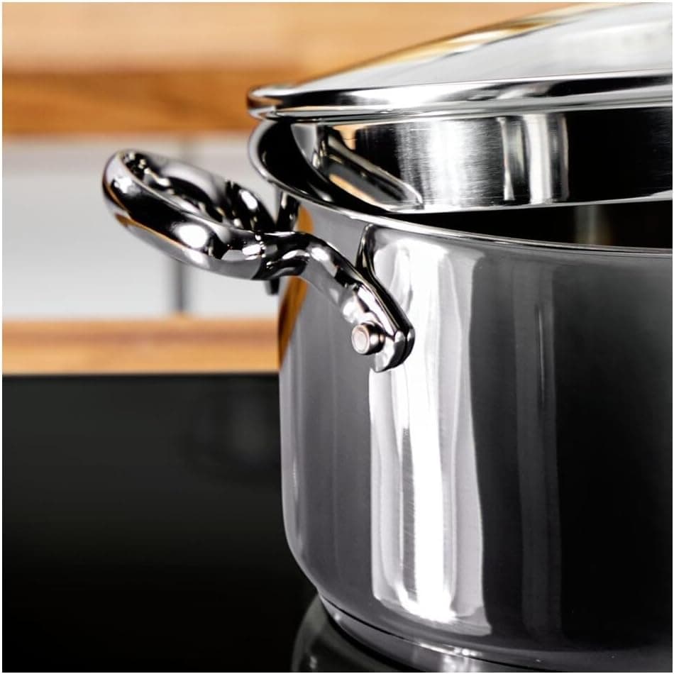 ست قابلمه استیل Tefal Duetto کف القایی 8 پارچه مدل 2100139450 ست قابلمه استیل Tefal Duetto کف القایی 8 پارچه مدل 2100139450