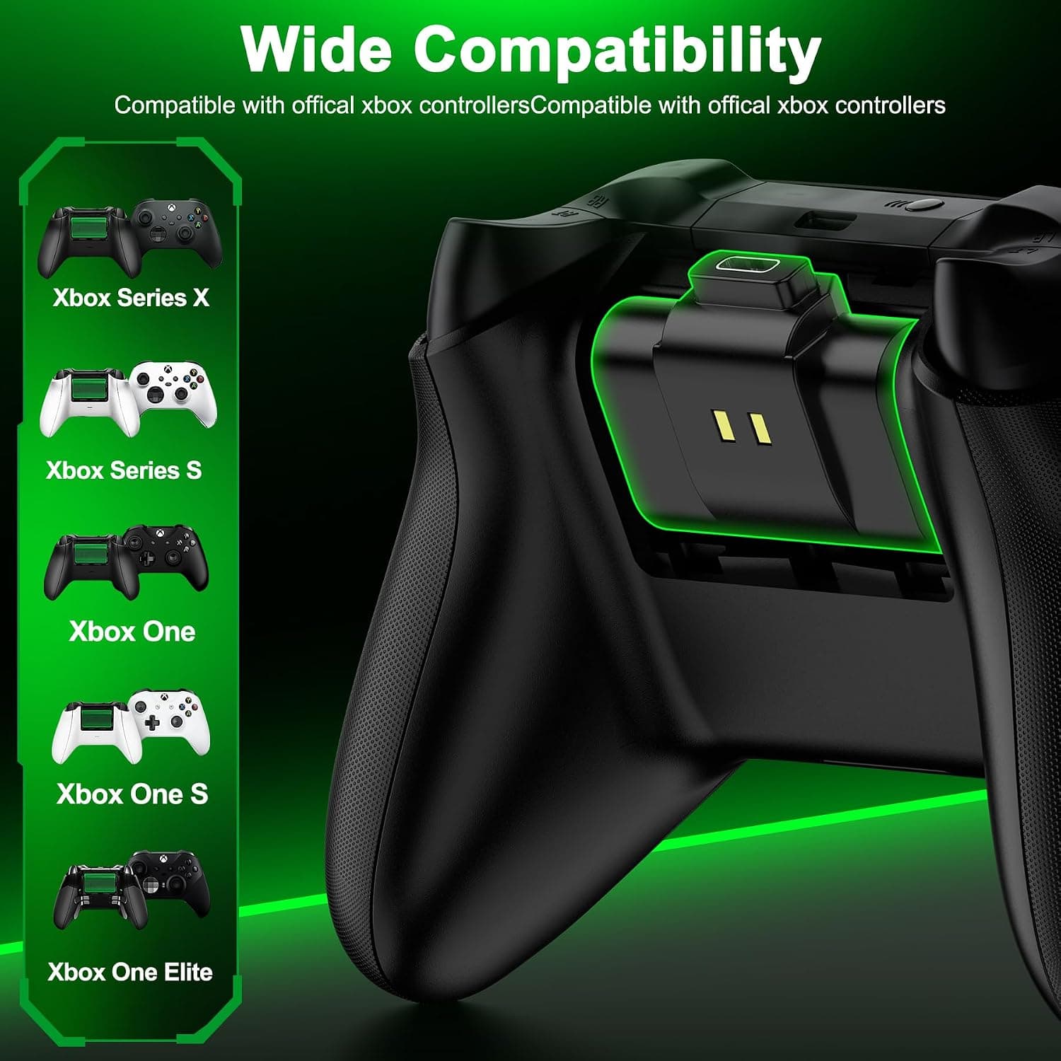 بسته باتری قابل شارژ کنترلر Xbox One/Xbox Series X|S برند HEYLICOOL با نشانگر LED، 2×4800mWh بسته باتری قابل شارژ کنترلر Xbox One/Xbox Series X|S برند HEYLICOOL با نشانگر LED، 2×4800mWh