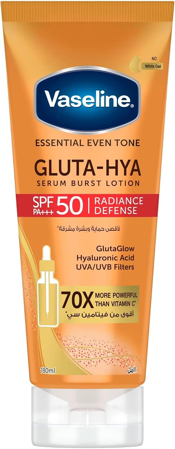 لوسیون ضدآفتاب Vaseline Gluta-Hya Serum Burst Radiance Defense SPF 50 PA+++ 180ml لوسیون ضدآفتاب Vaseline Gluta-Hya Serum Burst Radiance Defense SPF 50 PA+++ 180ml