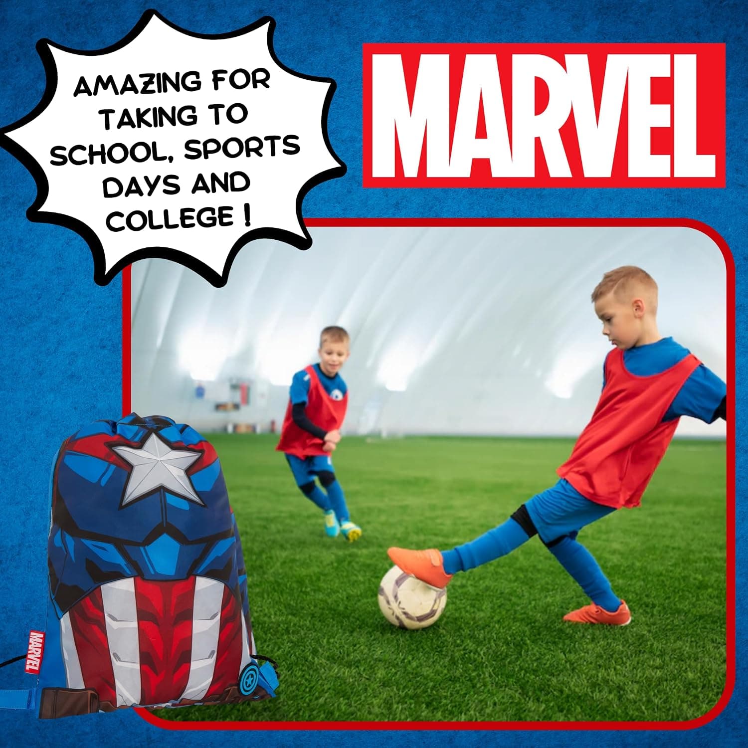 کولهپشتی ورزشی پسرانه Marvel با بند کشی Captain America مدل Avengers کولهپشتی ورزشی پسرانه Marvel با بند کشی Captain America مدل Avengers
