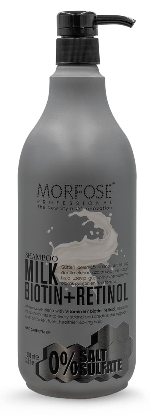 شامپو زنانه Morfose بدون سولفات و بدون نمک Milk Biotin Retinol 1000 ml شامپو زنانه Morfose بدون سولفات و بدون نمک Milk Biotin Retinol 1000 ml