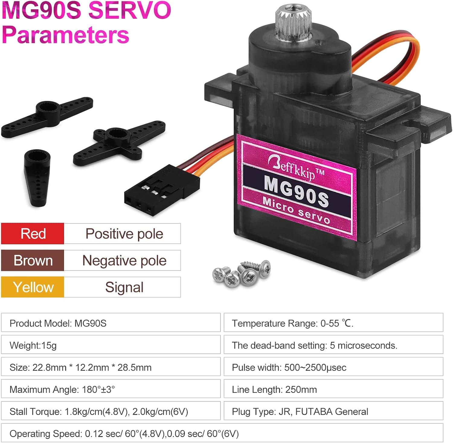 میکروسروو فلزی 9g چهارعددی Beffkkip مدل MG90S میکروسروو فلزی 9g چهارعددی Beffkkip مدل MG90S
