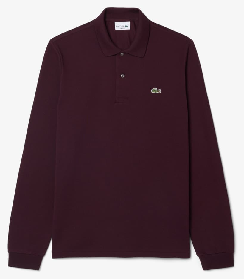 پولو مردانه Lacoste آستین بلند فیت کلاسیک زرشکی مدل L.12.12 پولو مردانه Lacoste آستین بلند فیت کلاسیک زرشکی مدل L.12.12