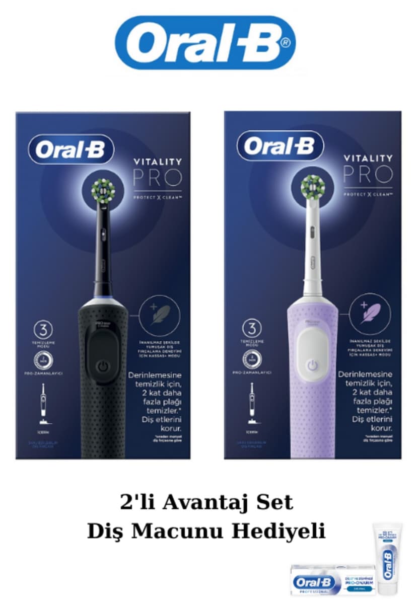 ست مسواک برقی شارژی Oral-B Cross Action مشکی-یاسی مدل D103 Vitality Pro با خمیردندان 50ml ست مسواک برقی شارژی Oral-B Cross Action مشکی-یاسی مدل D103 Vitality Pro با خمیردندان 50ml