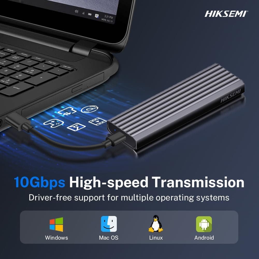 کیس SSD HIKSEMI آلومینیومی بدون ابزار M.2 NVMe USB C 3.2 Gen 2 کیس SSD HIKSEMI آلومینیومی بدون ابزار M.2 NVMe USB C 3.2 Gen 2