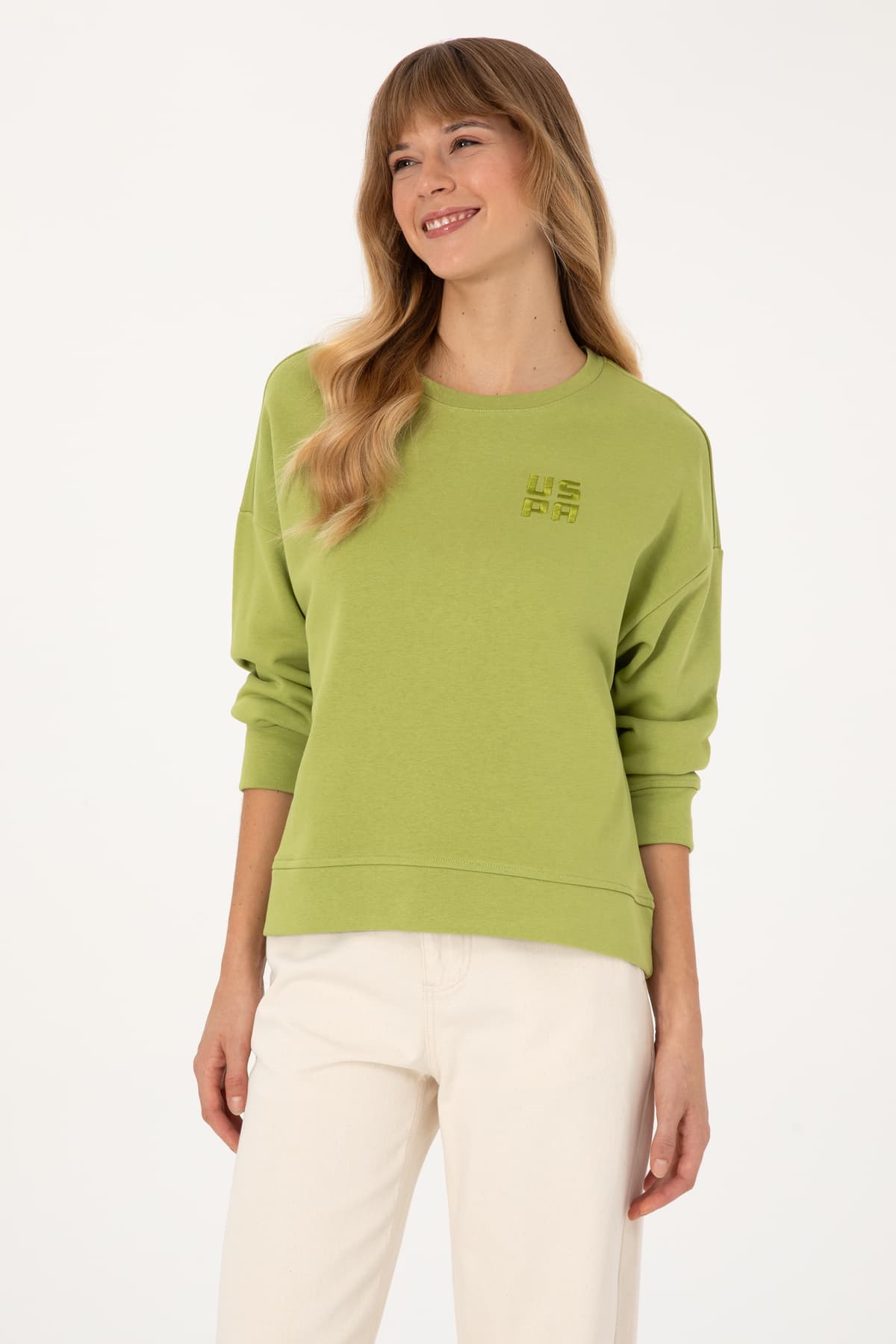 سوئیشرت زنانه U.S. Polo Assn. سبز پستهای یقه گرد بیسیک مدل 50313565-VR087 سوئیشرت زنانه U.S. Polo Assn. سبز پستهای یقه گرد بیسیک مدل 50313565-VR087