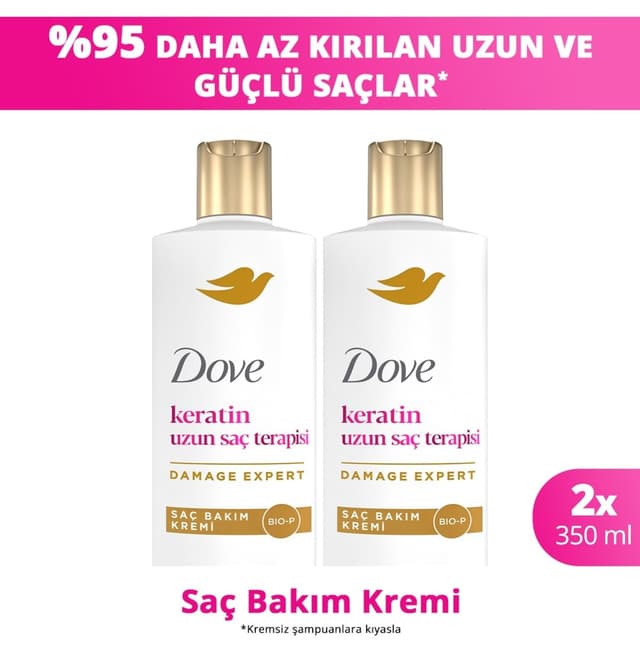 کرم مراقبت Dove کراتین تراپی موهای بلند 350ml×2 کرم مراقبت Dove کراتین تراپی موهای بلند 350ml×2