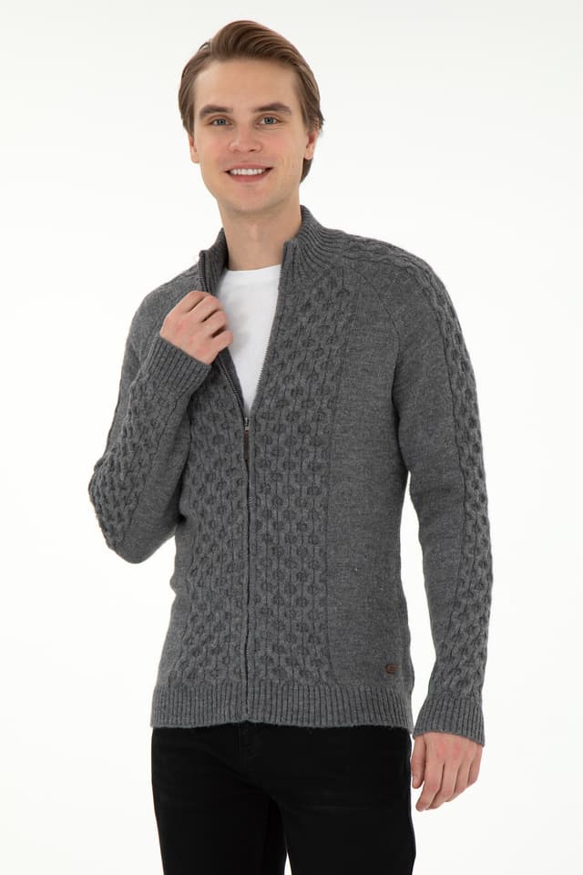 کاردیگان مردانه U.S. Polo Assn. بافت خاکستری ملانژ مدل 50294136-VR086 کاردیگان مردانه U.S. Polo Assn. بافت خاکستری ملانژ مدل 50294136-VR086