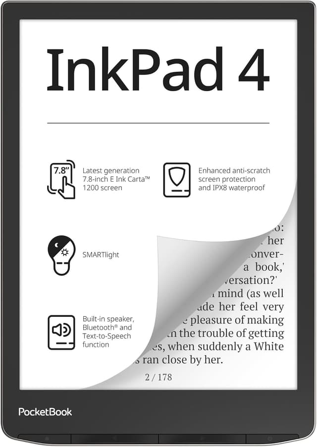 کتابخوان الکترونیکی PocketBook ضدآب IPX8 با نمایشگر 7.8ʺ E-Ink مدل InkPad 4 کتابخوان الکترونیکی PocketBook ضدآب IPX8 با نمایشگر 7.8ʺ E-Ink مدل InkPad 4