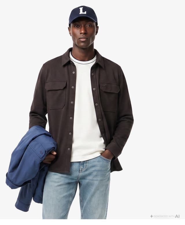 پیراهن مردانه Lacoste فیت معمولی قهوهای تیره پیراهن مردانه Lacoste فیت معمولی قهوهای تیره