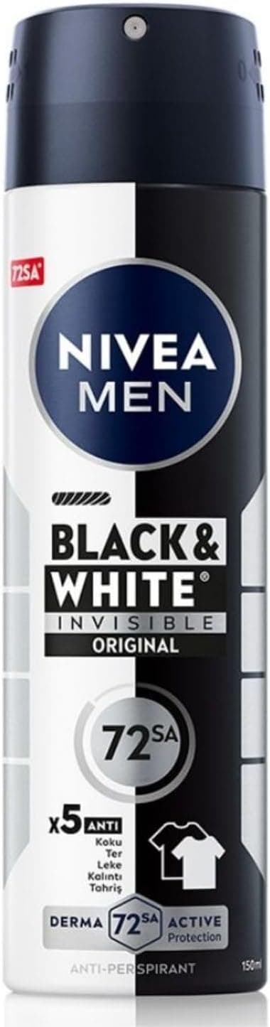 دئودورانت اسپری مردانه NIVEA MEN Black&White Invisible Original ضدتعریق 72 ساعته 150 ml دئودورانت اسپری مردانه NIVEA MEN Black&White Invisible Original ضدتعریق 72 ساعته 150 ml