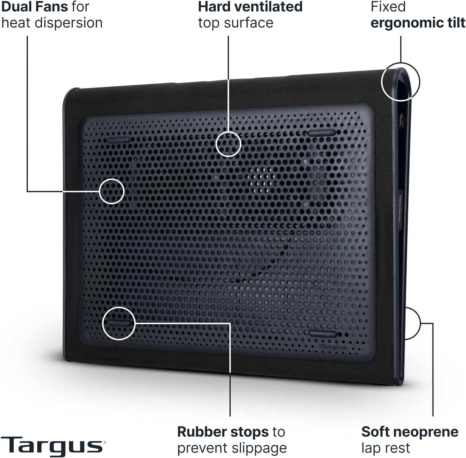 پد خنککننده لپتاپ Targus با دو فن مشکی/خاکستری مدل Awe55Us پد خنککننده لپتاپ Targus با دو فن مشکی/خاکستری مدل Awe55Us