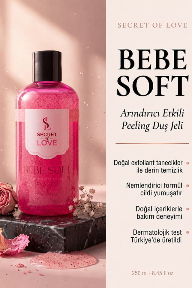 ژل دوش زنانه SECRET OF LOVE Bebe Soft پیلینگ پاککننده و مرطوبکننده 250 ml ژل دوش زنانه SECRET OF LOVE Bebe Soft پیلینگ پاککننده و مرطوبکننده 250 ml
