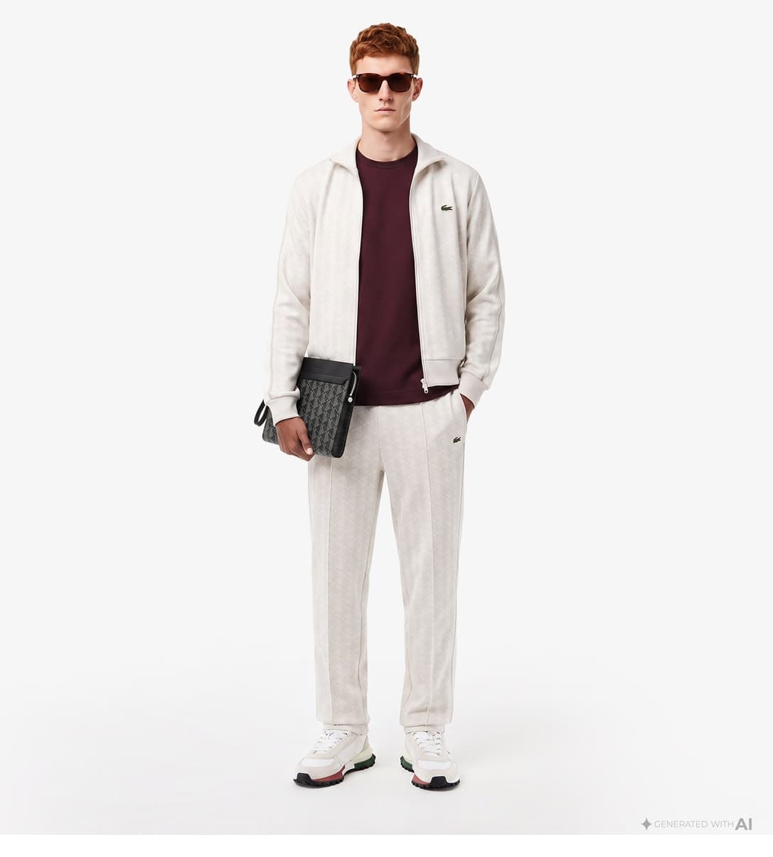 تیشرت مردانه Lacoste فیت اورسایز یقه گرد زرشکی تیشرت مردانه Lacoste فیت اورسایز یقه گرد زرشکی