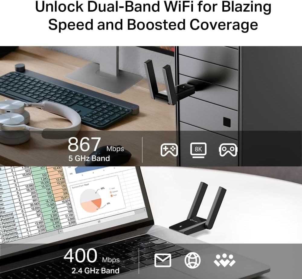 آداپتور وایفای USB دو بانده TP-Link AC1300 با آنتنهای پربهره مدل Archer T5U Plus آداپتور وایفای USB دو بانده TP-Link AC1300 با آنتنهای پربهره مدل Archer T5U Plus