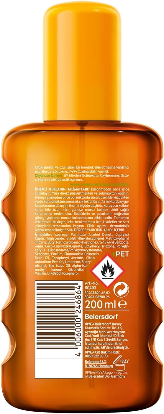 روغن برنزهکننده اسپری NIVEA SUN با کاروتن و ویتامین E 200ml روغن برنزهکننده اسپری NIVEA SUN با کاروتن و ویتامین E 200ml