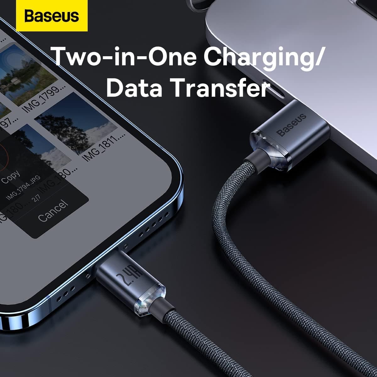 کابل شارژ سریع Lightning سازگار با iPhone Baseus Crystal Shine با ساختار تقویتشده بادوام، مشکی، 1.2m کابل شارژ سریع Lightning سازگار با iPhone Baseus Crystal Shine با ساختار تقویتشده بادوام، مشکی، 1.2m