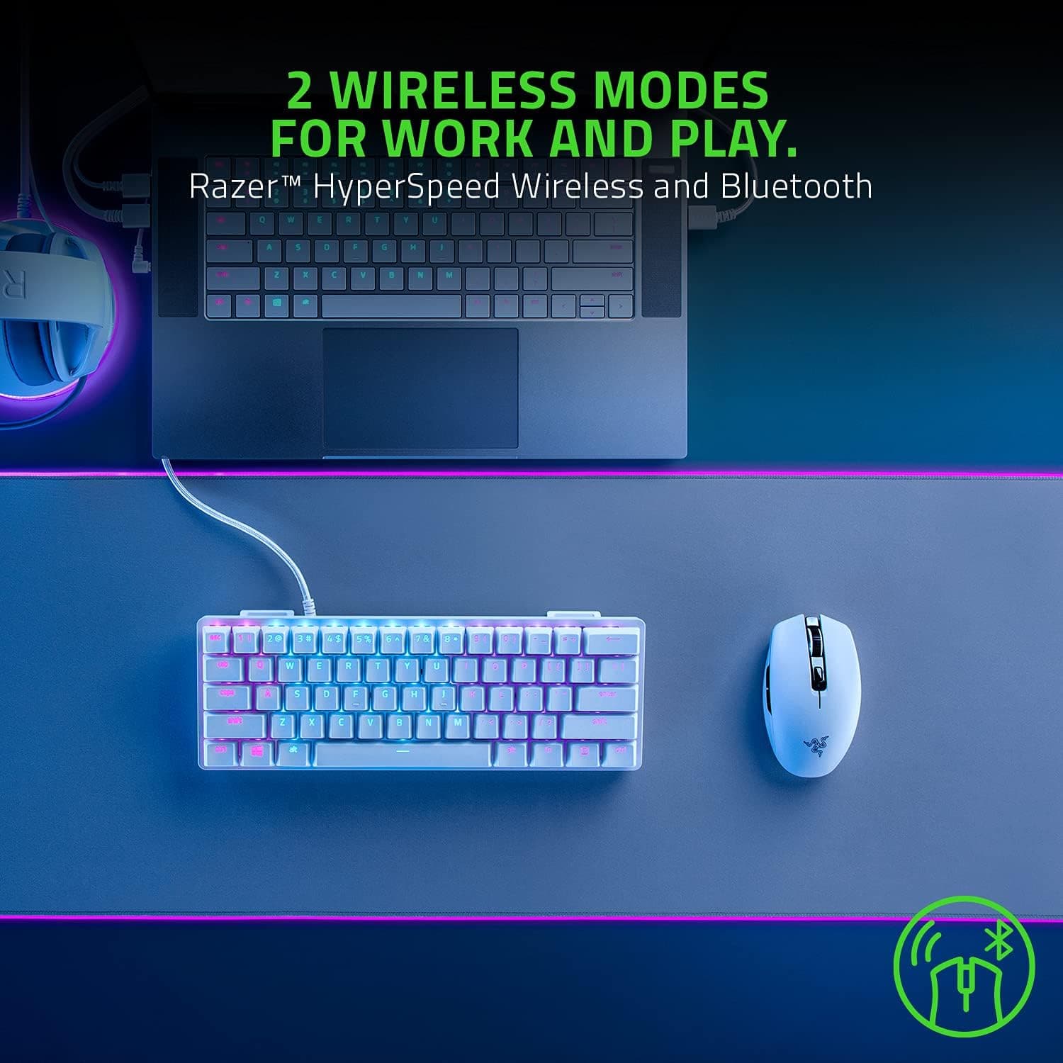 ماوس گیمینگ بیسیم همراه Razer با عمر باتری تا 950 ساعت، مدل Orochi V2، سفید ماوس گیمینگ بیسیم همراه Razer با عمر باتری تا 950 ساعت، مدل Orochi V2، سفید
