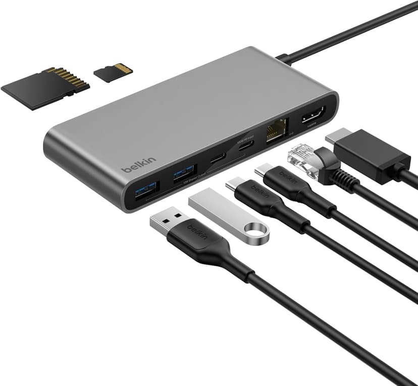 هاب USB-C 8 پورت Belkin Connect پشتیبانی نمایشگر 4K@60Hz شارژ 100W خاکستری هاب USB-C 8 پورت Belkin Connect پشتیبانی نمایشگر 4K@60Hz شارژ 100W خاکستری