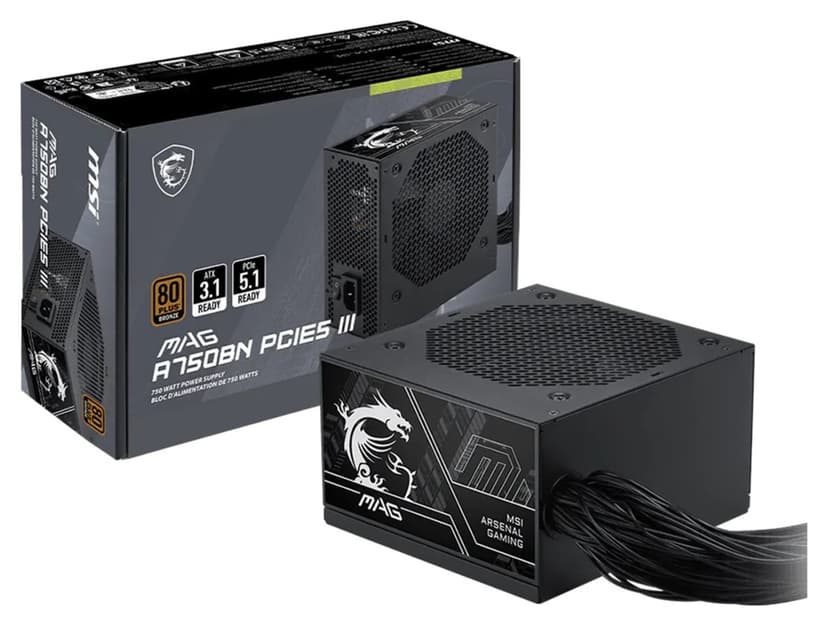 منبع تغذیه MSI مدل MAG A750BN PCIE5 III 750 وات 80+ Bronze منبع تغذیه MSI مدل MAG A750BN PCIE5 III 750 وات 80+ Bronze
