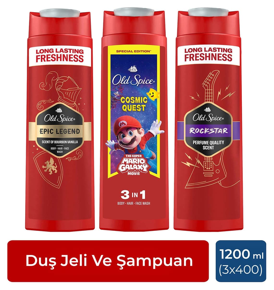 ست ژل دوش و شامپو مردانه Old Spice سهکاره Rockstar، Epic Legend، Wolfthorn 400 ml x3 ست ژل دوش و شامپو مردانه Old Spice سهکاره Rockstar، Epic Legend، Wolfthorn 400 ml x3
