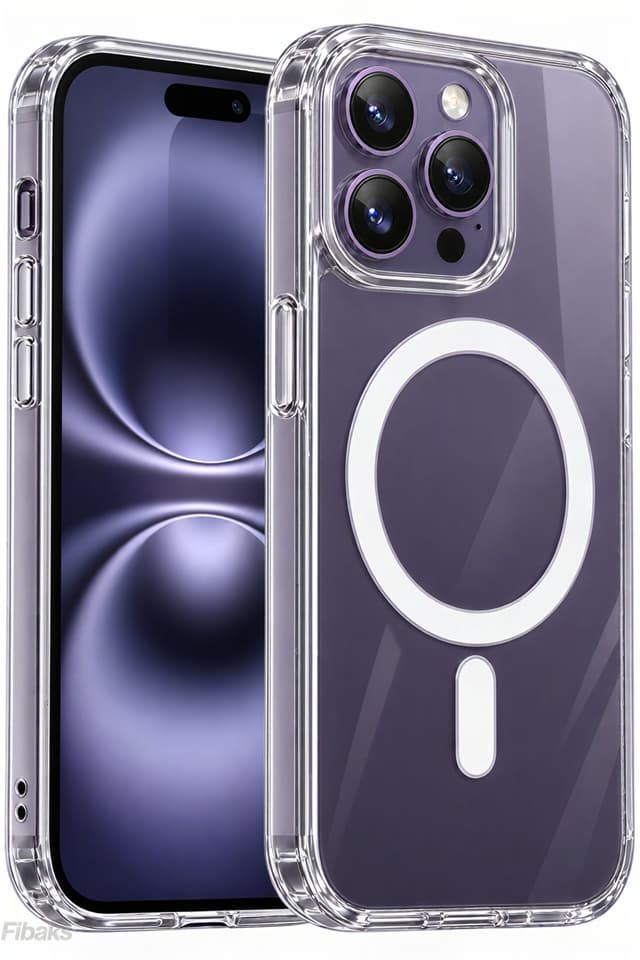 قاب Fibaks iPhone 14 Pro Max مگسیف شارژ بیسیم سخت شفاف ضدضربه قاب Fibaks iPhone 14 Pro Max مگسیف شارژ بیسیم سخت شفاف ضدضربه