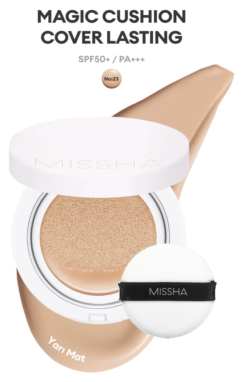 کوشن فاندیشن Missha نیمه مات ماندگار Magic Cushion Cover Lasting SPF50+/PA+++ No.23 کوشن فاندیشن Missha نیمه مات ماندگار Magic Cushion Cover Lasting SPF50+/PA+++ No.23