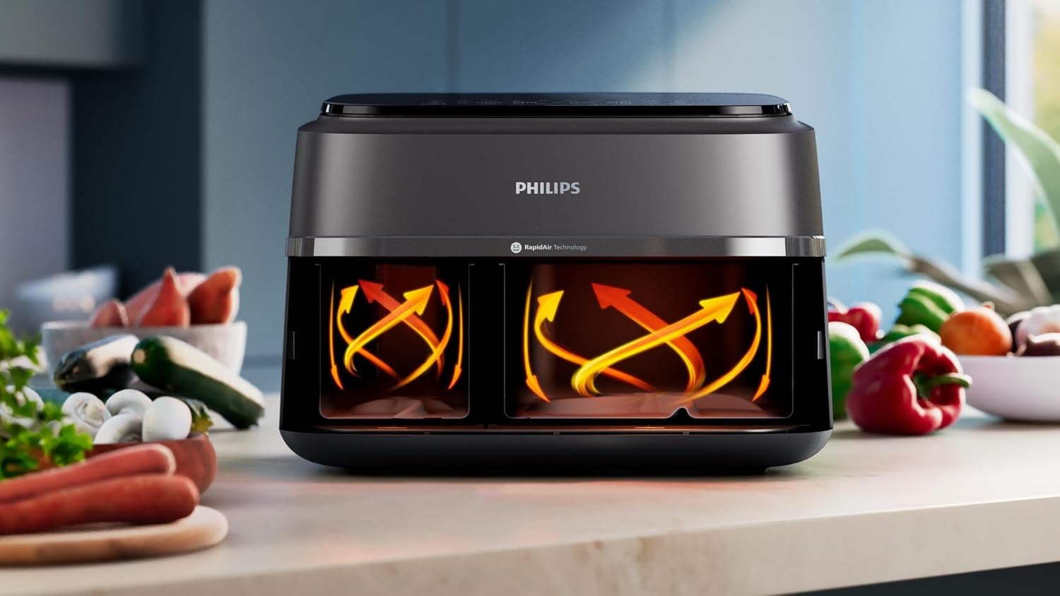 سرخکن هوایی Philips مدل Dual Basket AirFryer XXL ظرفیت 9 لیتر 1.5 کیلوگرم توان 2750 وات 8 برنامه پیشفرض سرخکن هوایی Philips مدل Dual Basket AirFryer XXL ظرفیت 9 لیتر 1.5 کیلوگرم توان 2750 وات 8 برنامه پیشفرض