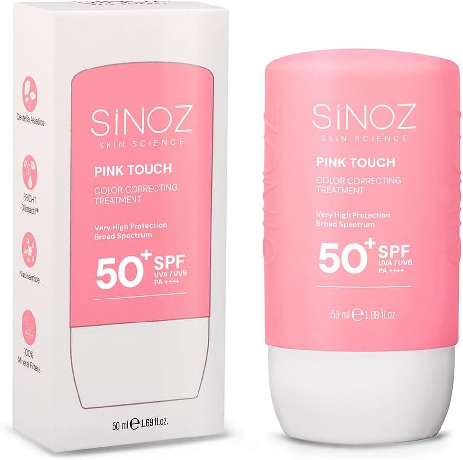 کرم ضد آفتاب صورت Sinoz Pink Touch یکنواختکننده رنگ پوست SPF50+ PA++++ 50ml کرم ضد آفتاب صورت Sinoz Pink Touch یکنواختکننده رنگ پوست SPF50+ PA++++ 50ml