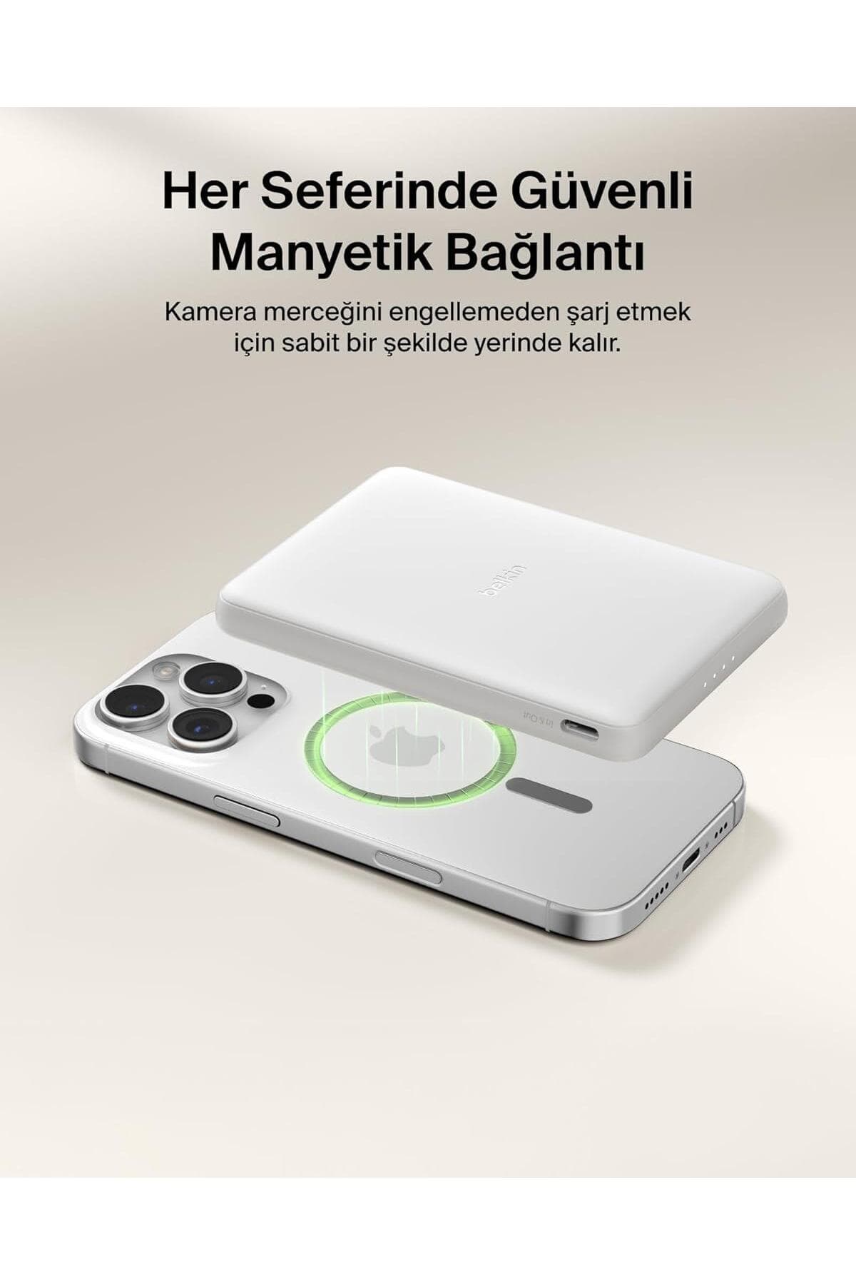 پاوربانک بیسیم باریک Belkin BoostCharge با ظرفیت 5.000 mAh سازگار با MagSafe سفید 15W مدل BPD010HQWH پاوربانک بیسیم باریک Belkin BoostCharge با ظرفیت 5.000 mAh سازگار با MagSafe سفید 15W مدل BPD010HQWH