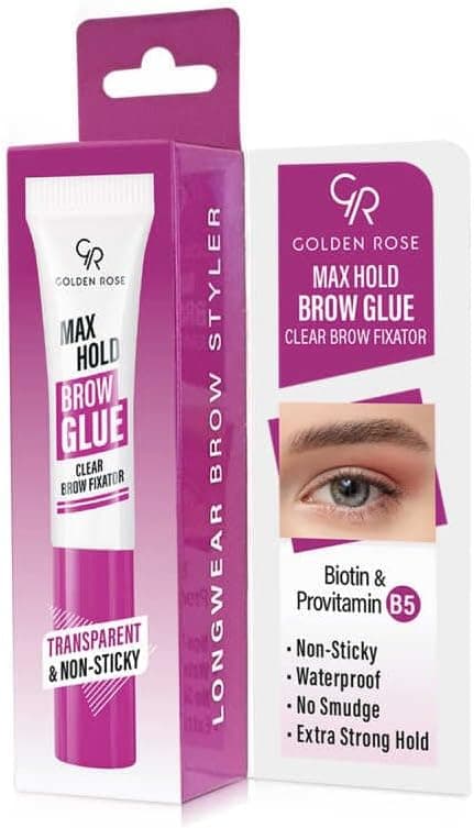 ژل تثبیتکننده ابرو Golden Rose شفاف حاوی Biotin و B5 مدل Max Hold Brow Glue ژل تثبیتکننده ابرو Golden Rose شفاف حاوی Biotin و B5 مدل Max Hold Brow Glue