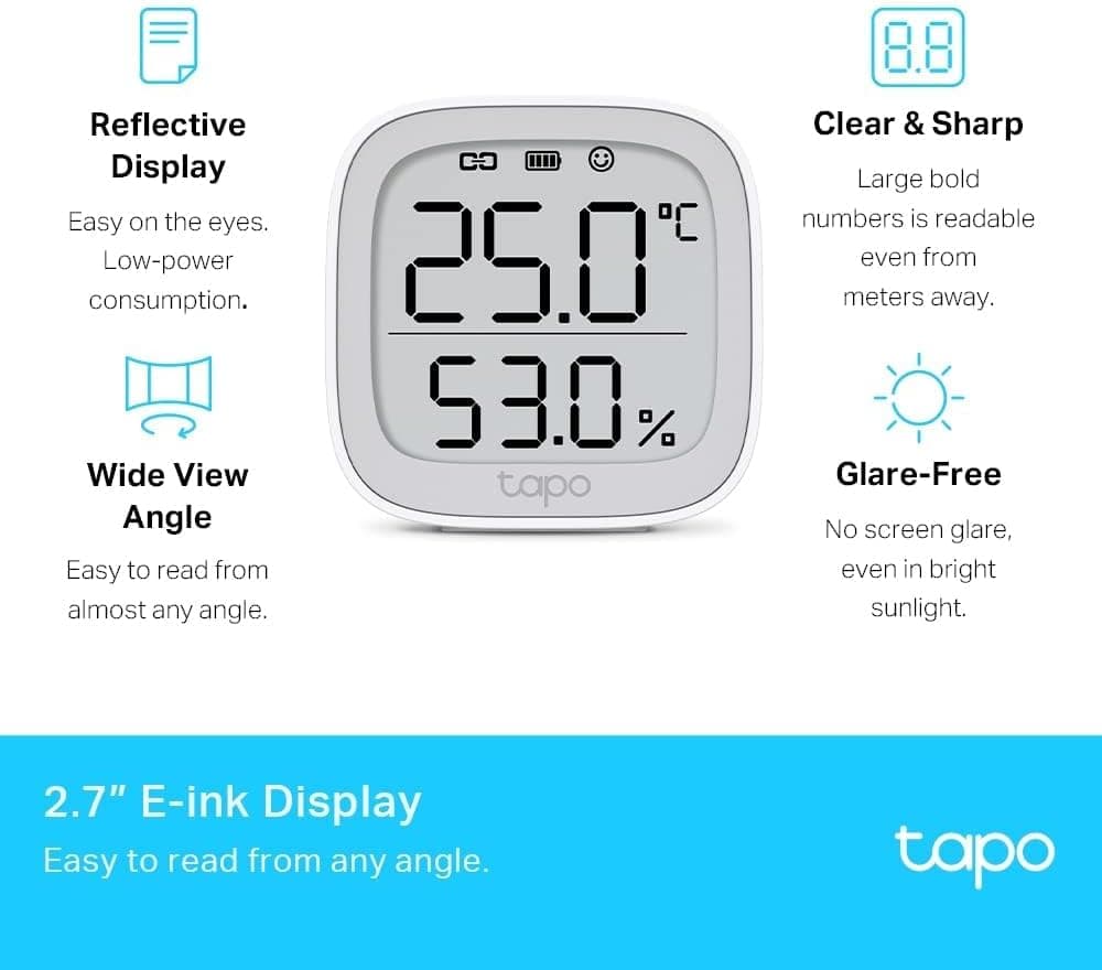 مانیتور هوشمند دما و رطوبت Tapo با صفحه نمایش LCD مدل T315 مانیتور هوشمند دما و رطوبت Tapo با صفحه نمایش LCD مدل T315