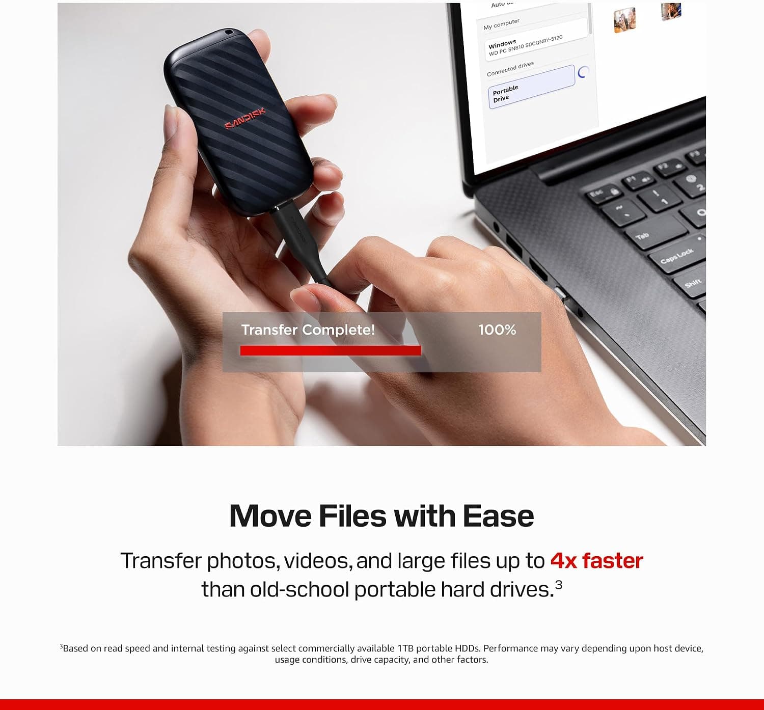 حافظه SSD قابل حمل 1TB SanDisk با سرعت خواندن تا 600MB/s، USB-C و USB 3.2 Gen 2 حافظه SSD قابل حمل 1TB SanDisk با سرعت خواندن تا 600MB/s، USB-C و USB 3.2 Gen 2