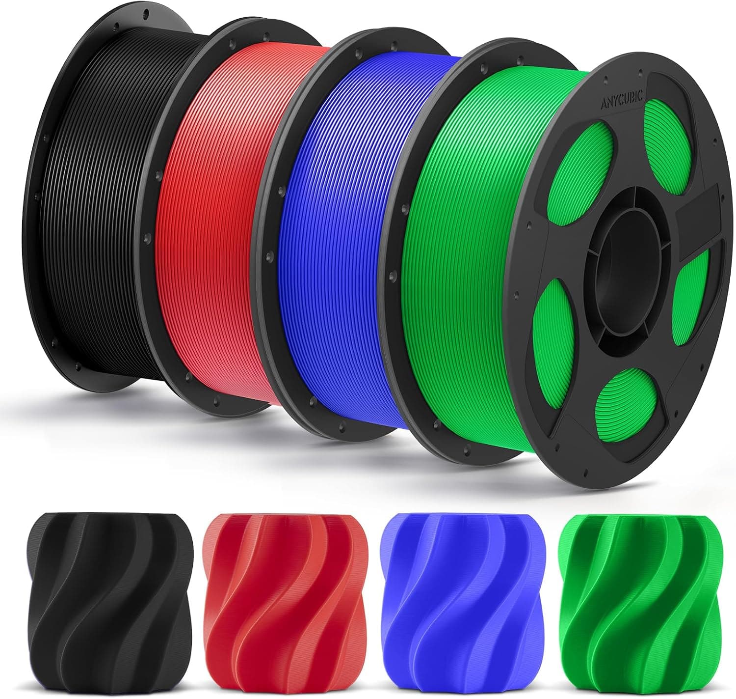 فیلامنت ANYCUBIC مدل PLA+ 1.75 میلیمتر 4 کیلوگرم مشکی، سفید، قرمز، سبز فیلامنت ANYCUBIC مدل PLA+ 1.75 میلیمتر 4 کیلوگرم مشکی، سفید، قرمز، سبز
