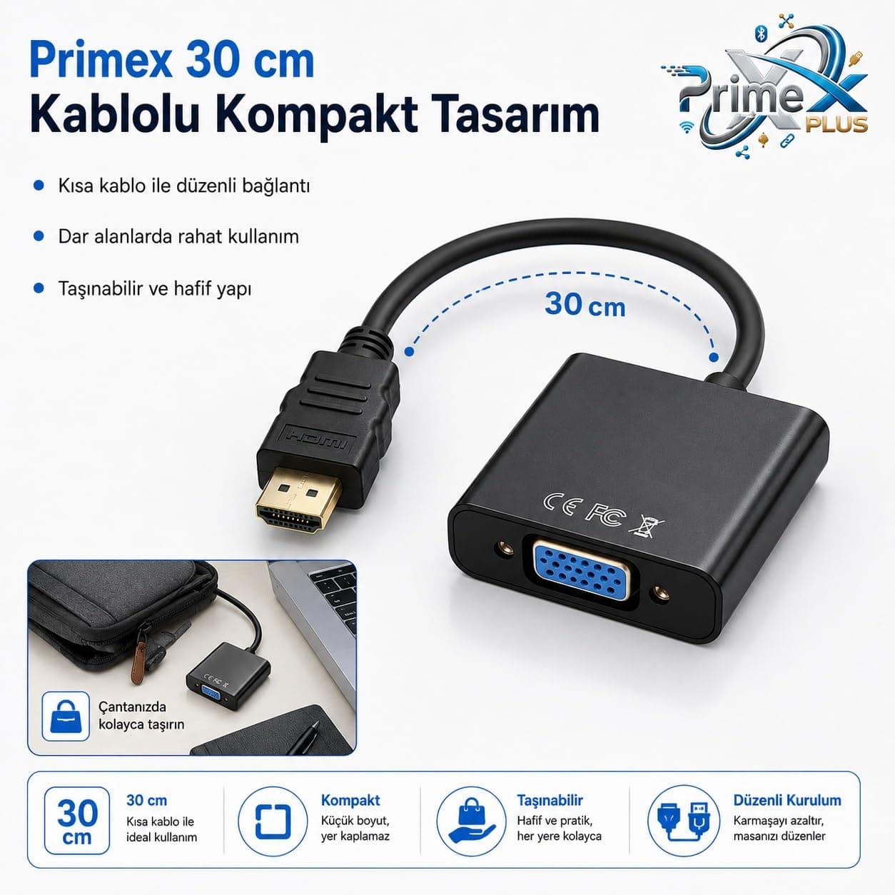 مبدل HDMI به VGA PrimeX Plus با HDMI نر و VGA ماده، 30 cm، Full HD، مدل PX-1240S مبدل HDMI به VGA PrimeX Plus با HDMI نر و VGA ماده، 30 cm، Full HD، مدل PX-1240S