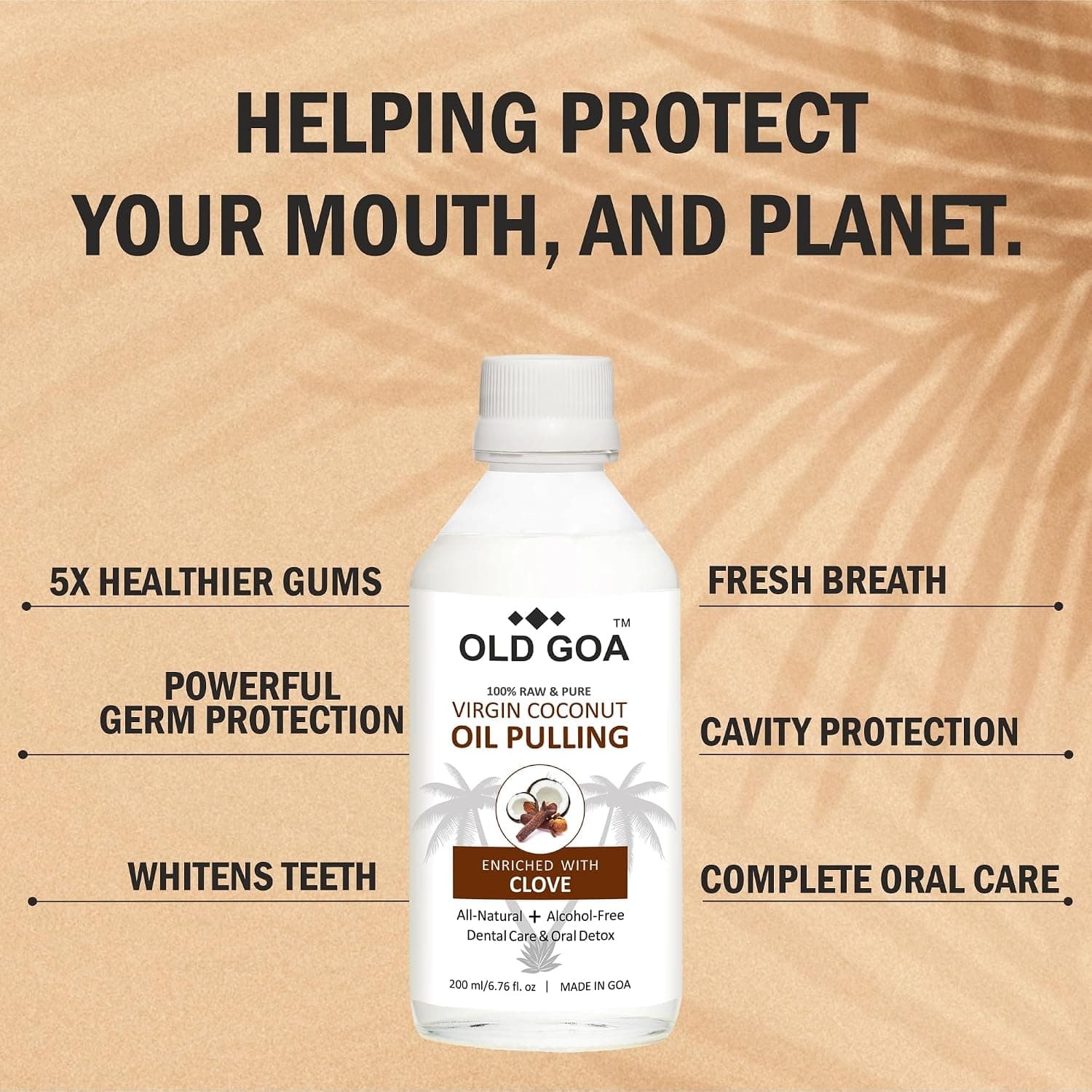 دهانشویه OLDGOA با روغن نارگیل و میخک بدون الکل 200 ml دهانشویه OLDGOA با روغن نارگیل و میخک بدون الکل 200 ml