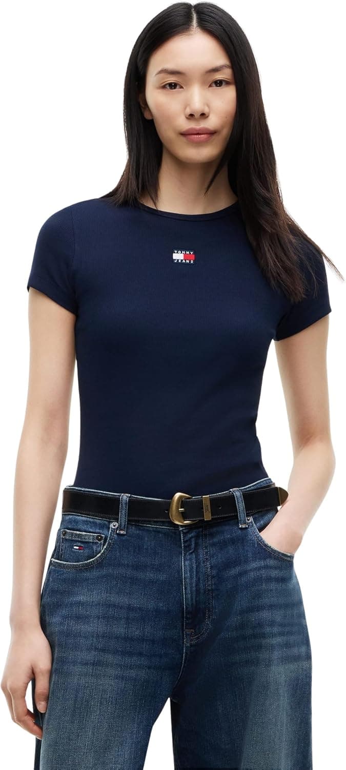 تیشرت زنانه Tommy Hilfiger ریب فیت اسلیم مدل TJW SLIM BADGE RIB TEE تیشرت زنانه Tommy Hilfiger ریب فیت اسلیم مدل TJW SLIM BADGE RIB TEE