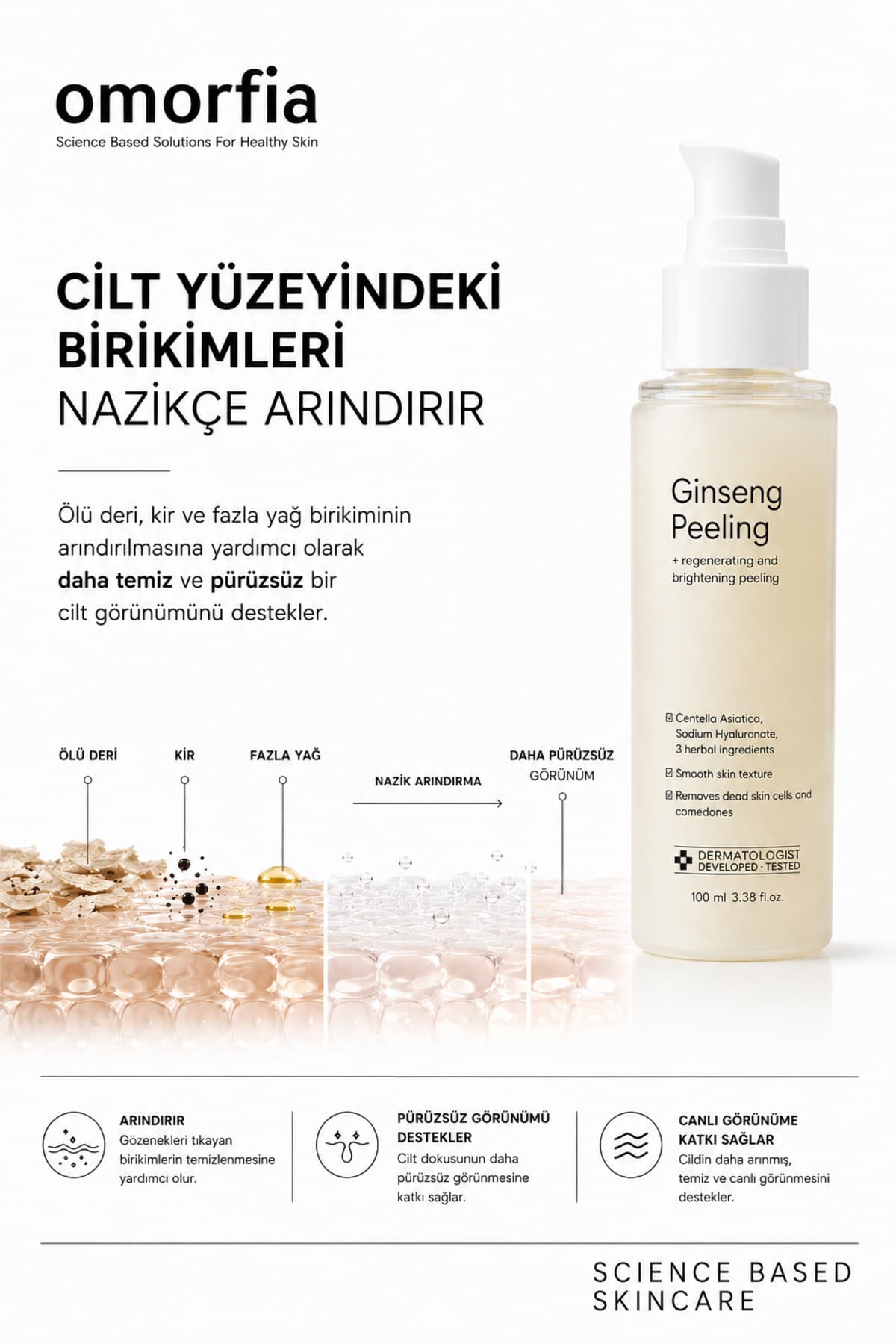 پیلینگ OMORFİA با عصاره جینسینگ قرمز کرهای، حذفکننده پوست مرده و روشنکننده 100 ml پیلینگ OMORFİA با عصاره جینسینگ قرمز کرهای، حذفکننده پوست مرده و روشنکننده 100 ml