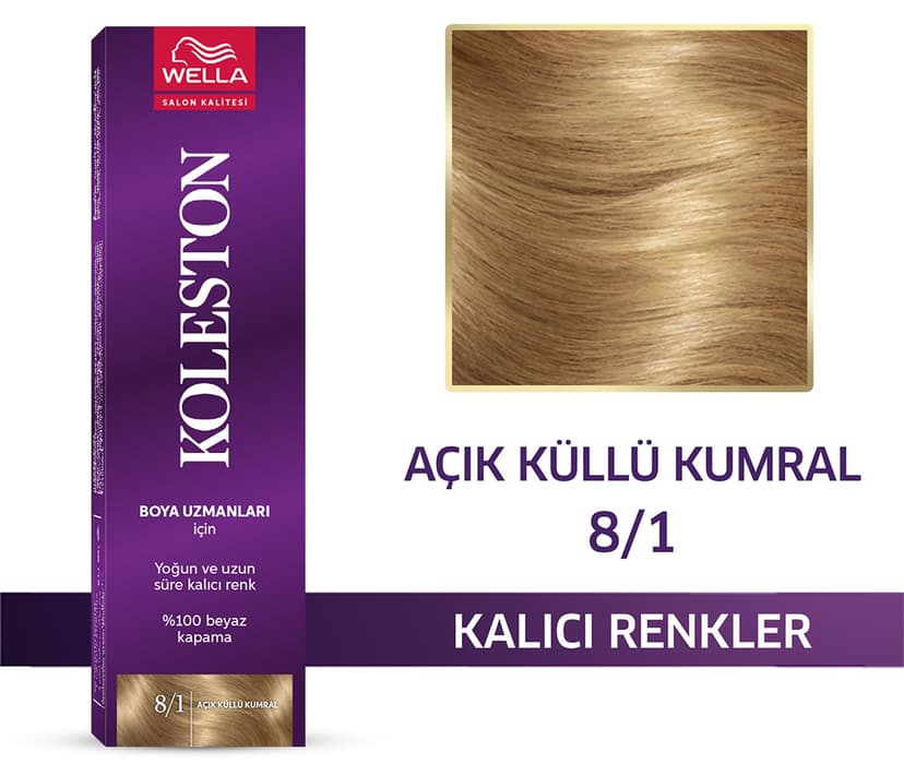 رنگ مو زنانه Wella Koleston تک تیوب مدل 8/1 قهوهای روشن خاکستری رنگ مو زنانه Wella Koleston تک تیوب مدل 8/1 قهوهای روشن خاکستری